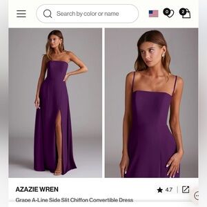 Azazie Wren Strapless Gown in Grape